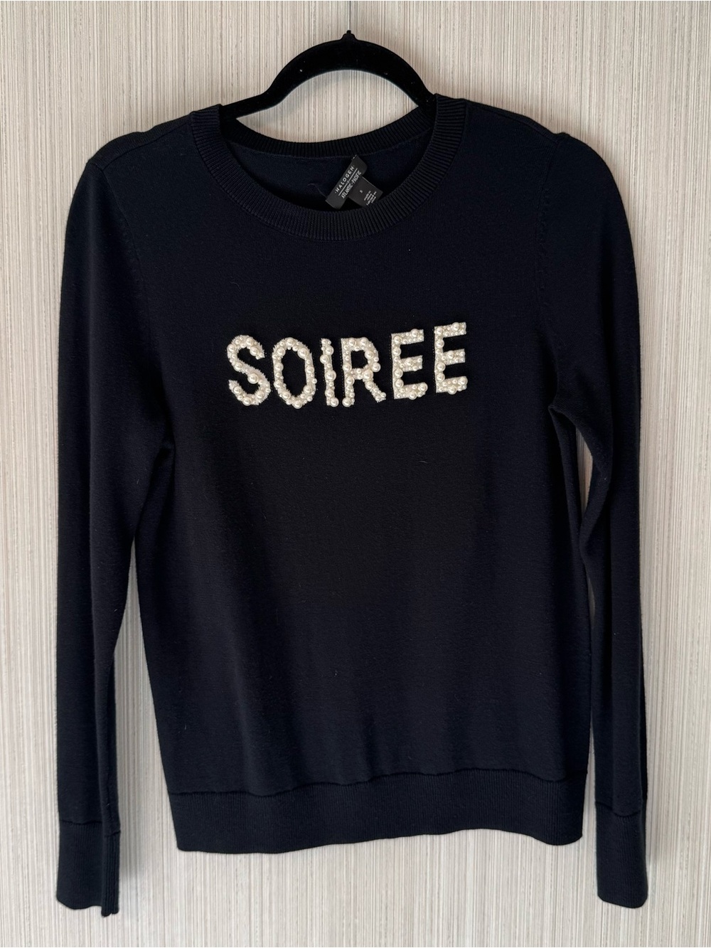 Halogen Pearl Soirée Embellished Black Sweater Small Party Holiday